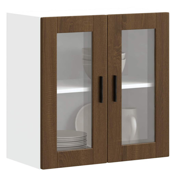 Armario de pared para cocina puerta cristal Porto roble marrón D