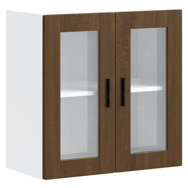 Armario de pared para cocina puerta cristal Porto roble marrón M 2