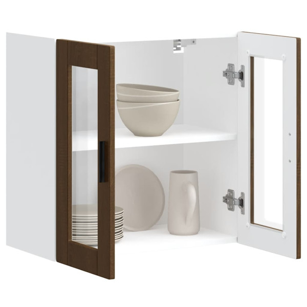 Armario de pared para cocina puerta cristal Porto roble marrón M 5
