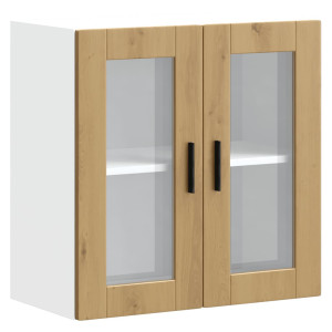 Armario pared para cocina puerta cristal Porto roble artesanal H