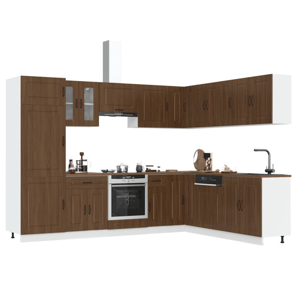Mueble cocina Kalmar roble marrón 14 pzas madera contrachapada D