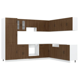 Mueble cocina Kalmar roble marrón 14 pzas madera contrachapada H