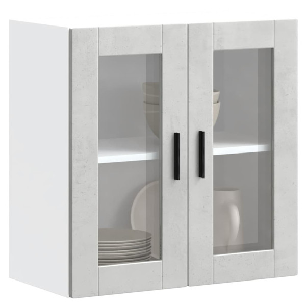 Armario de pared para cocina puerta cristal Porto gris hormigón D