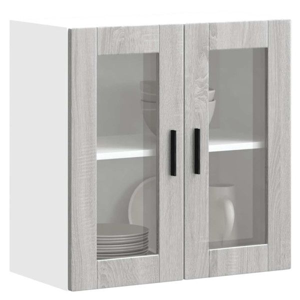 Armario de pared para cocina puerta cristal Porto gris sonoma D