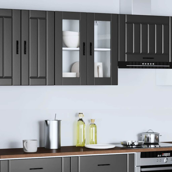 Armario de pared para cocina con puerta de cristal Porto negro M 3