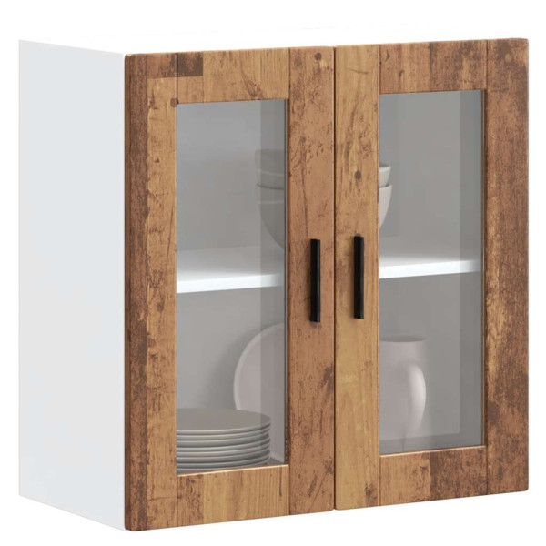 Armario de pared para cocina puerta cristal Porto madera vieja D