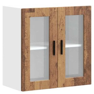 Armario de pared para cocina puerta cristal Porto madera vieja H