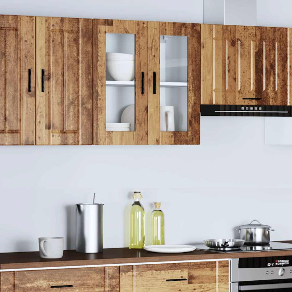 Armario de pared para cocina puerta cristal Porto madera vieja M 3