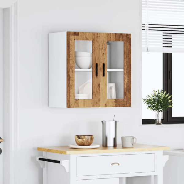 Armario de pared para cocina puerta cristal Porto madera vieja M 4