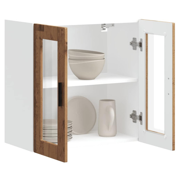 Armario de pared para cocina puerta cristal Porto madera vieja M 5