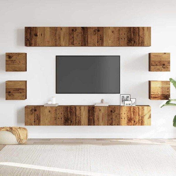 Muebles de TV de pared 8 uds. madera vieja madera de ingeniería M 3