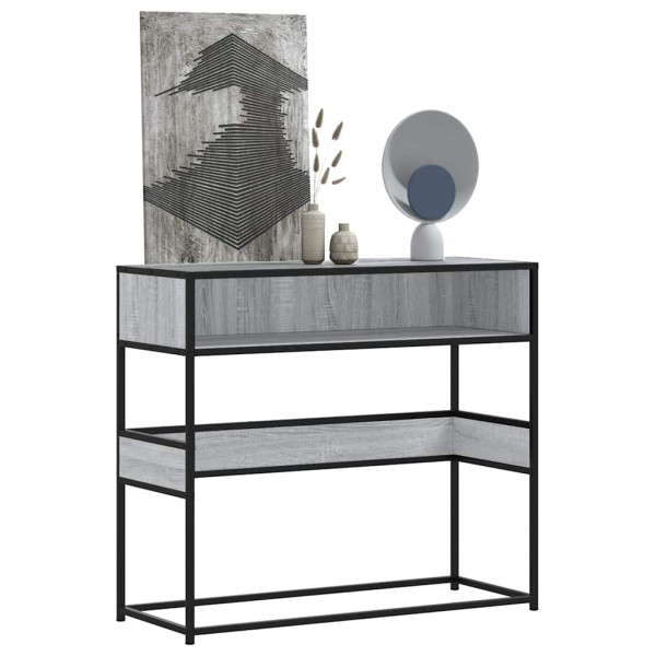 Mesa consola madera de ingeniería gris Sonoma 90x35x80 cm D