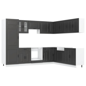 Mueble de cocina Kalmar negra 14 piezas madera contrachapada H