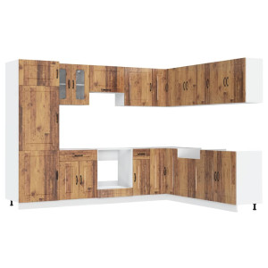 Mueble cocina Kalmar madera vieja 14 pzas madera contrachapada H