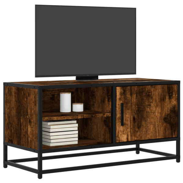 Mueble TV metal y madera ingeniería roble humo 80x34.5x40 cm D