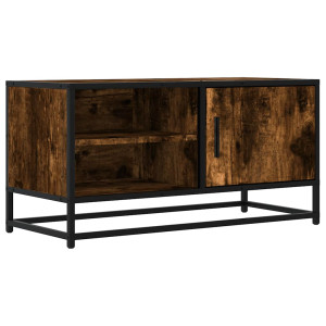 Mueble TV metal y madera ingeniería roble humo 80x34.5x40 cm H