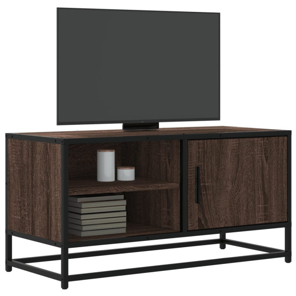 Mueble TV metal y madera ingeniería marrón roble 80x34.5x40 cm D