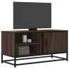 Mueble TV metal y madera ingeniería marrón roble 80x34.5x40 cm 1