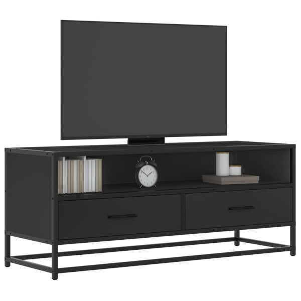 Mueble de TV madera de ingeniería y metal negro 100x34.5x40 cm D