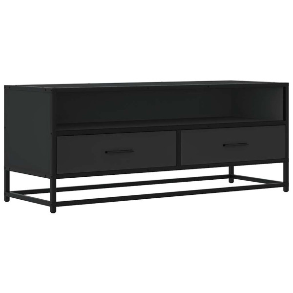 Mueble de TV madera de ingeniería y metal negro 100x34.5x40 cm M 2