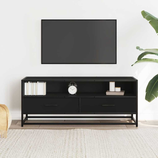 Mueble de TV madera de ingeniería y metal negro 100x34.5x40 cm M 3