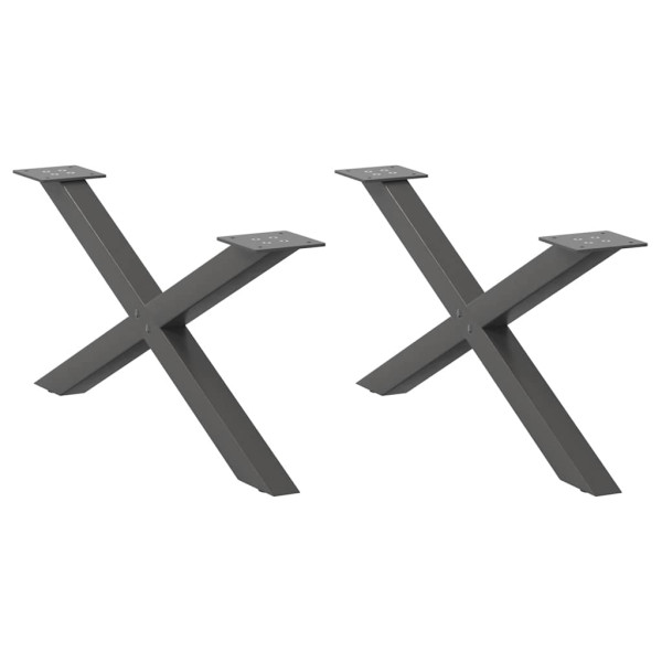 Patas de mesa centro forma X 2uds acero antracita 70x(30-31) cm D