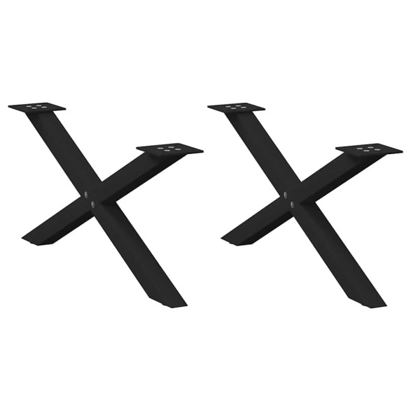 Patas de mesa de centro forma X 2uds acero negro 70x(30-31) cm D