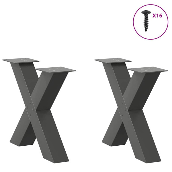 Pés para mesa de centro em formato de X. 2 peças. antracite. 60x (42-43) cm. aço M 3