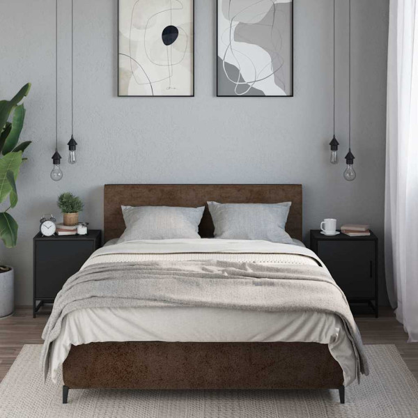 Mesitas de noche 2uds madera ingeniería negro 40x31x50 cm metal M 3