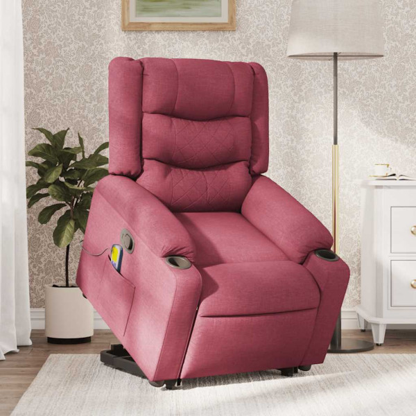 Poltrona de massagens reclin. elevatória tecido vermelho tinto M 3