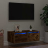 Mueble de TV con luces LED roble ahumado 75x35.5x25 cm 1