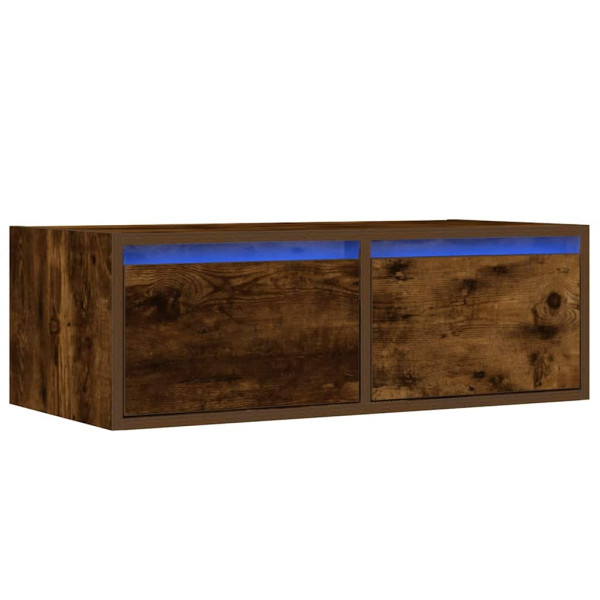 Mueble de TV con luces LED roble ahumado 75x35.5x25 cm M 3