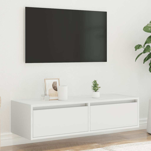 Mueble de TV con luces LED blanco 100X35.5x25 cm M 4