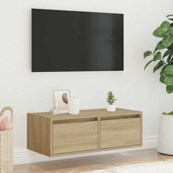 Mueble de TV con luces LED roble sonoma 75x35.5x25 cm M 4