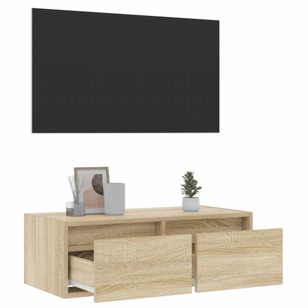 Mueble de TV con luces LED roble sonoma 75x35.5x25 cm M 5