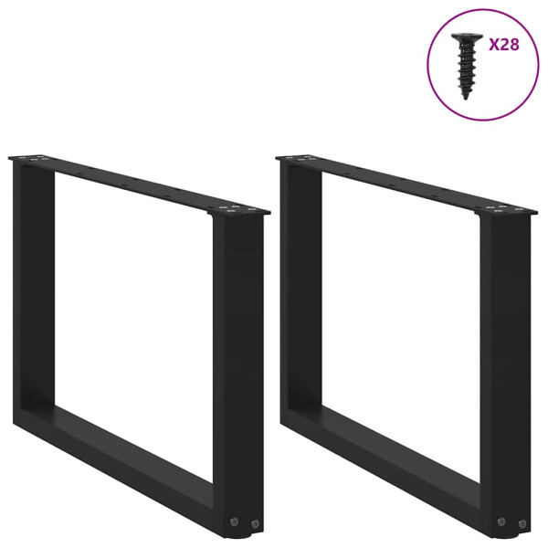 Pés para mesa de centro em formato de U. 2 peças. preto. 70x (42-43) cm. aço M 3