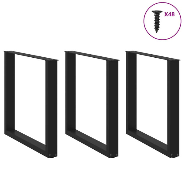 Patas para mesa centro forma U 3 uds acero negro 90x(72-73) cm M 3