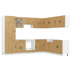 Mueble de cocina Porto 14 piezas artesanal roble H