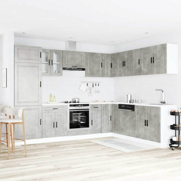 14 peças armário de cozinha conjunto Porto concreto cinza M 3