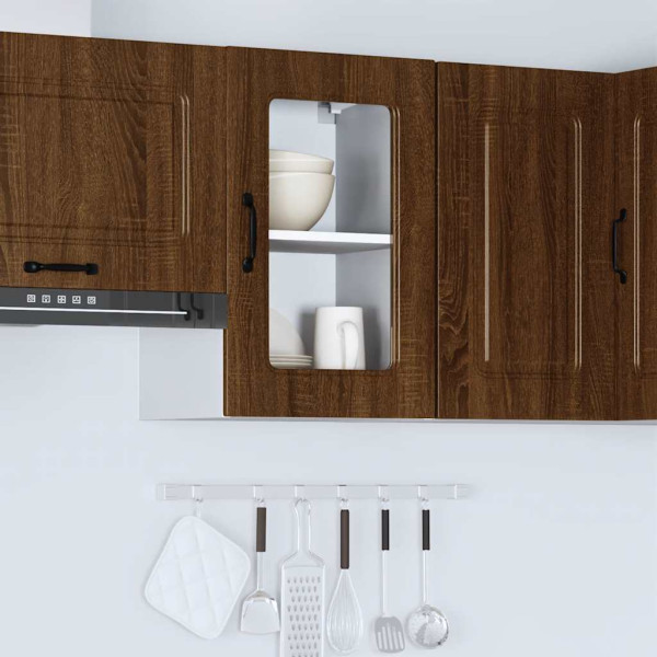 Armario pared cocina puerta de cristal Kalmar roble marrón M 4