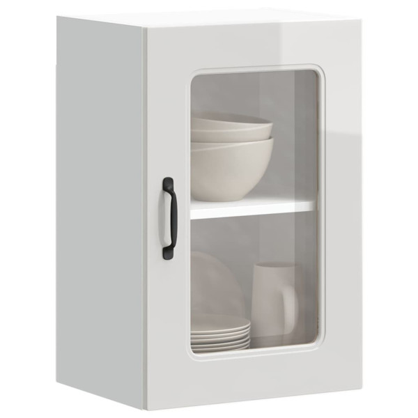 Armario pared cocina puerta cristal Kalmar blanca alto brillo D
