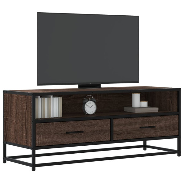 Mueble TV metal y madera ingeniería marrón roble 100x34.5x40 cm D