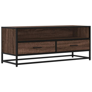 Mueble TV metal y madera ingeniería marrón roble 100x34.5x40 cm H
