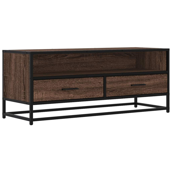 Mueble TV metal y madera ingeniería marrón roble 100x34.5x40 cm M 2