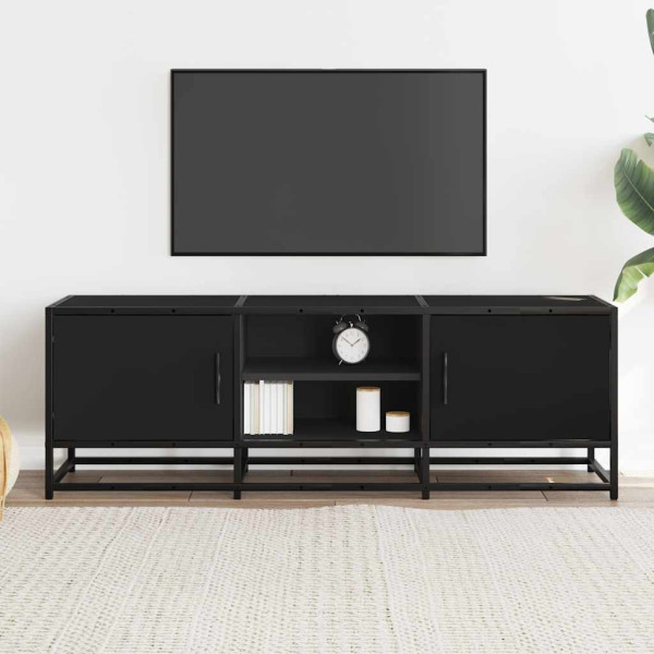 Mueble de TV madera de ingeniería y metal negro 120x35x41 cm M 3