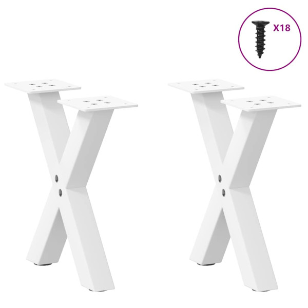 Pés para mesa de centro em formato de X. 2 peças. branco. 30x(30-31) cm. aço M 3