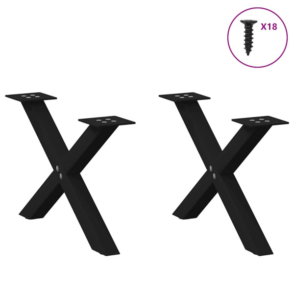 Pés para mesa de centro em formato de X. 2 peças. preto. 50x(30-31) cm. aço M 3