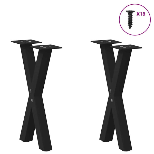 Pés para mesa de centro em formato de X. 2 peças. preto. 28x(42-43) cm. aço M 3