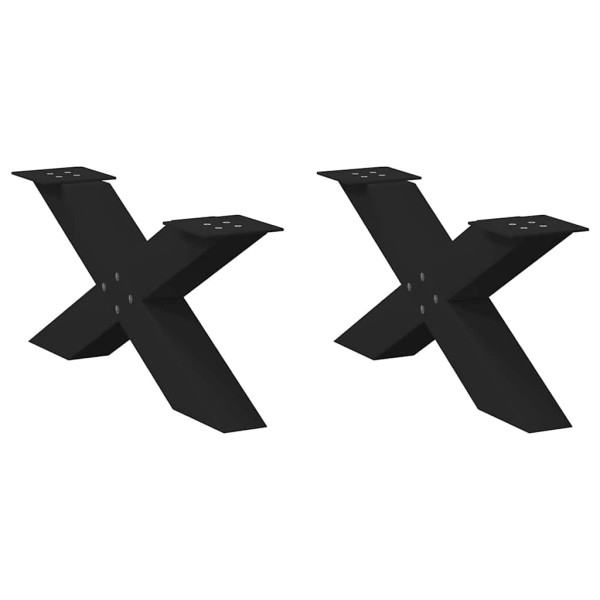 Patas de mesa de centro forma X 2uds acero negro 70x(30-31) cm D