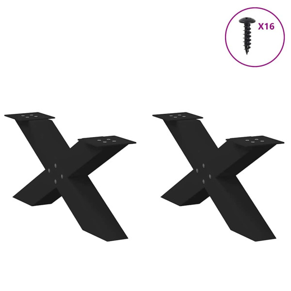 Pés para mesa de centro em formato de X. 2 peças. preto. 70x(30-31) cm. aço M 3